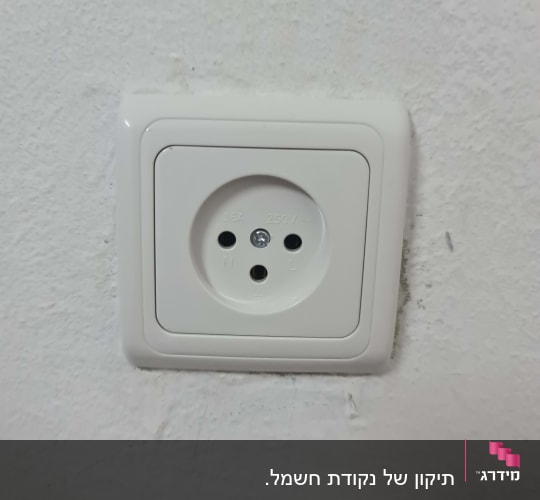 שקע חשמל לבן מותקן על קיר